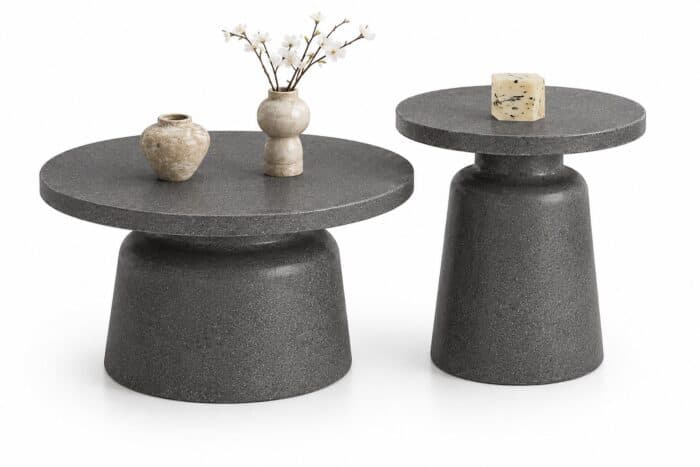 SET 2 TABLES BASSES GIGOGNES EN MÉTAL - NOIR - Image 2