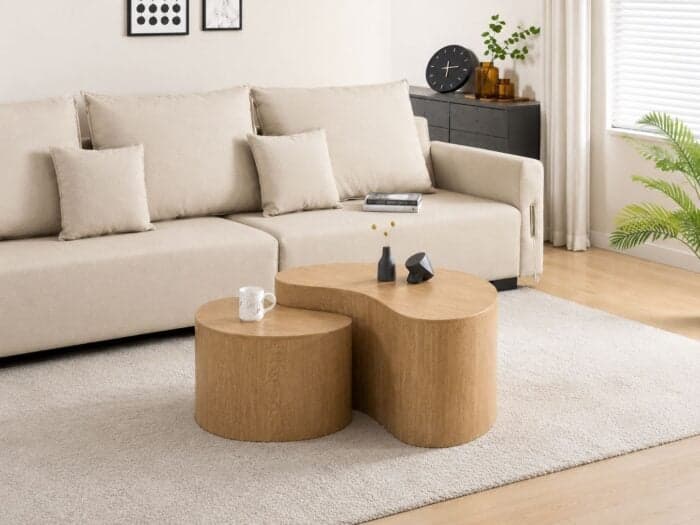 SET 2 TABLES BASSES GIGOGNES EN MDF - CHÊNE - Image 2