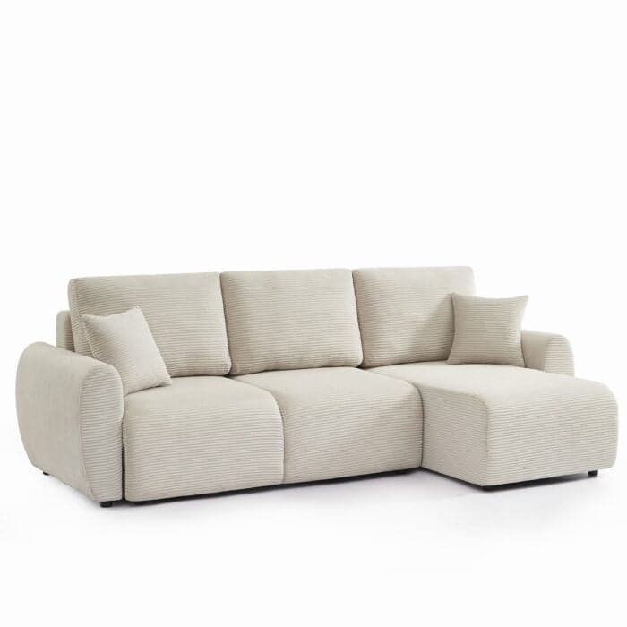 CANAPÉ D'ANGLE CONVERTIBLE - BEIGE - Image 2