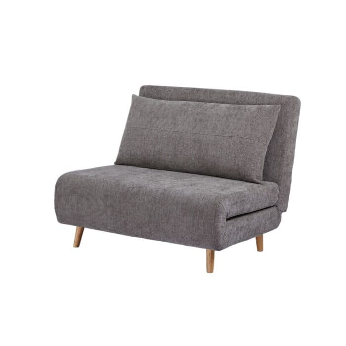 FAUTEUIL CONVERTIBLE 1 PLACE TISSU TWEED BOUCLÉ SUR PIEDS BOIS - GRIS - Image 2
