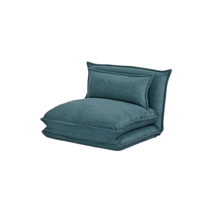FAUTEUIL CONVERTIBLE PLIANT 1 PLACE VELOURS CÔTELÉ - BLEU - Image 2