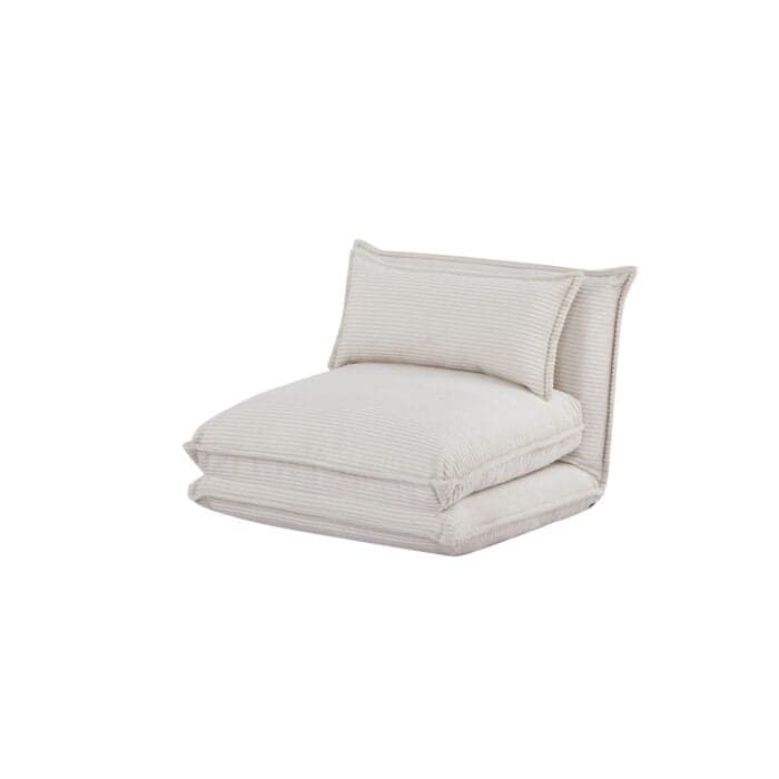 FAUTEUIL CONVERTIBLE PLIANT 1 PLACE VELOURS CÔTELÉ - BEIGE - Image 2