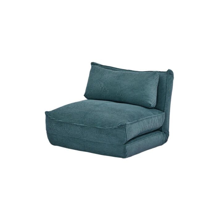 FAUTEUIL CONVERTIBLE PLIANT 1 PLACE VELOURS CÔTELÉ - BLEU - Image 2