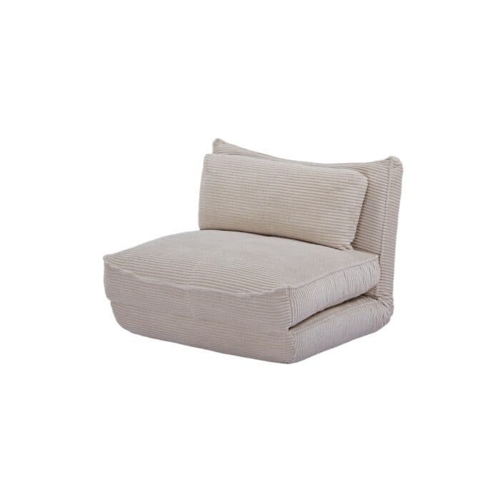 FAUTEUIL CONVERTIBLE PLIANT 1 PLACE VELOURS CÔTELÉ - BEIGE - Image 2