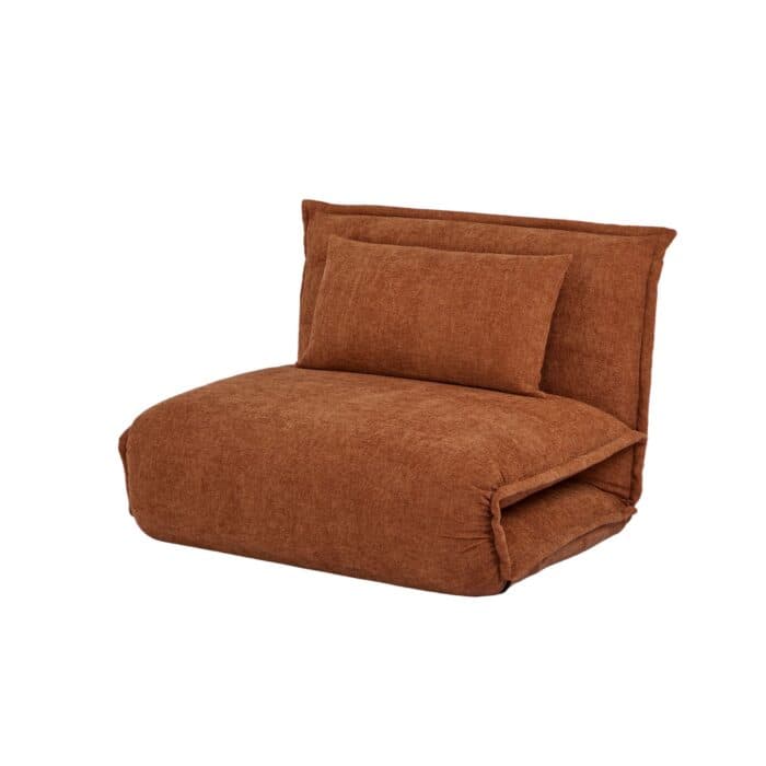 FAUTEUIL CONVERTIBLE PLIANT 1 PLACE TISSU BOUCLÉ - TERRACOTTA - Image 2