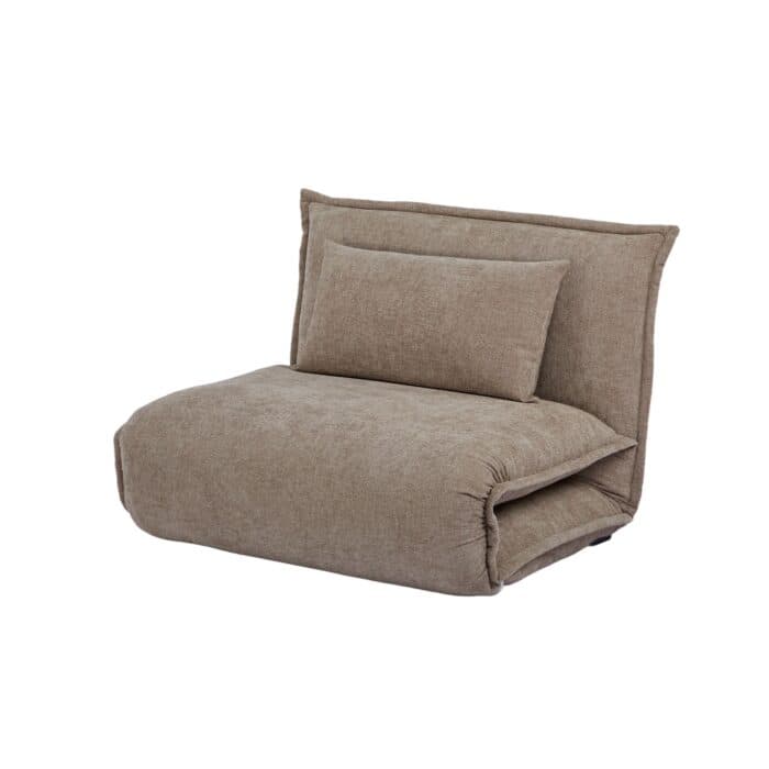 FAUTEUIL CONVERTIBLE PLIANT 1 PLACE TISSU BOUCLÉ - MARRON CLAIR - Image 2