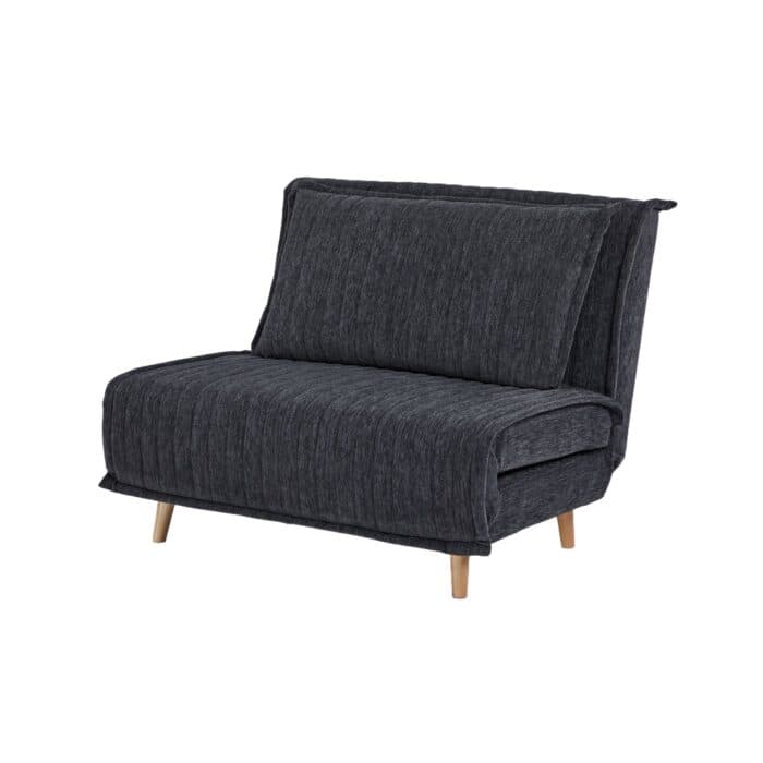 FAUTEUIL CONVERTIBLE 1 PLACE TISSU CÔTELÉ SUR PIEDS BOIS - GRIS - Image 2