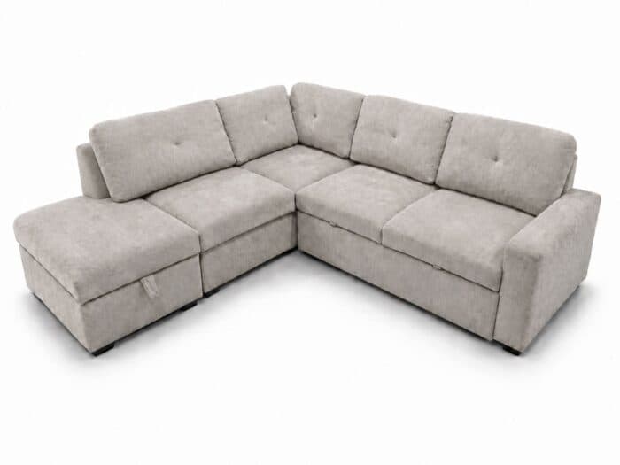CANAPÉ D'ANGLE GAUCHE CONVERTIBLE AVEC COFFRE DE RANGEMENT - GRIS - Image 2