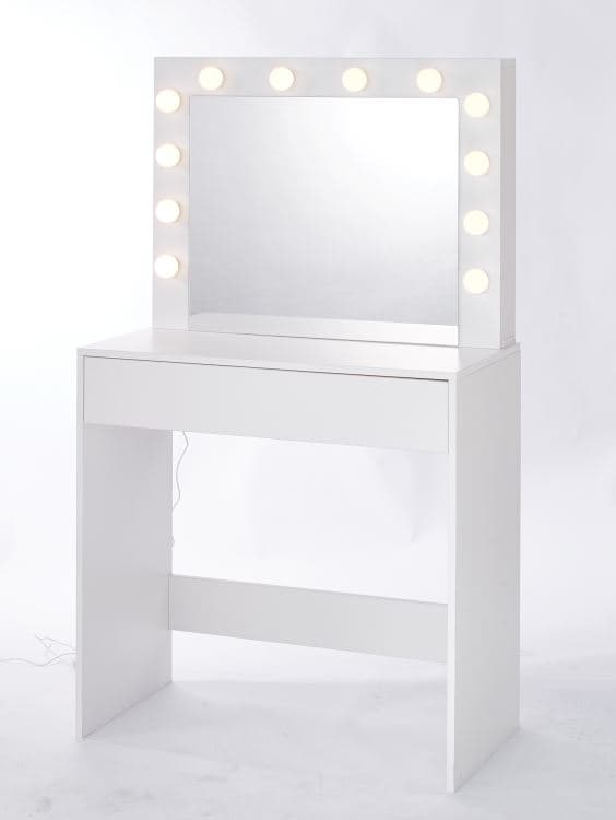 COIFFEUSE AMPOULES LED 1 TIROIR - BLANC - Image 2