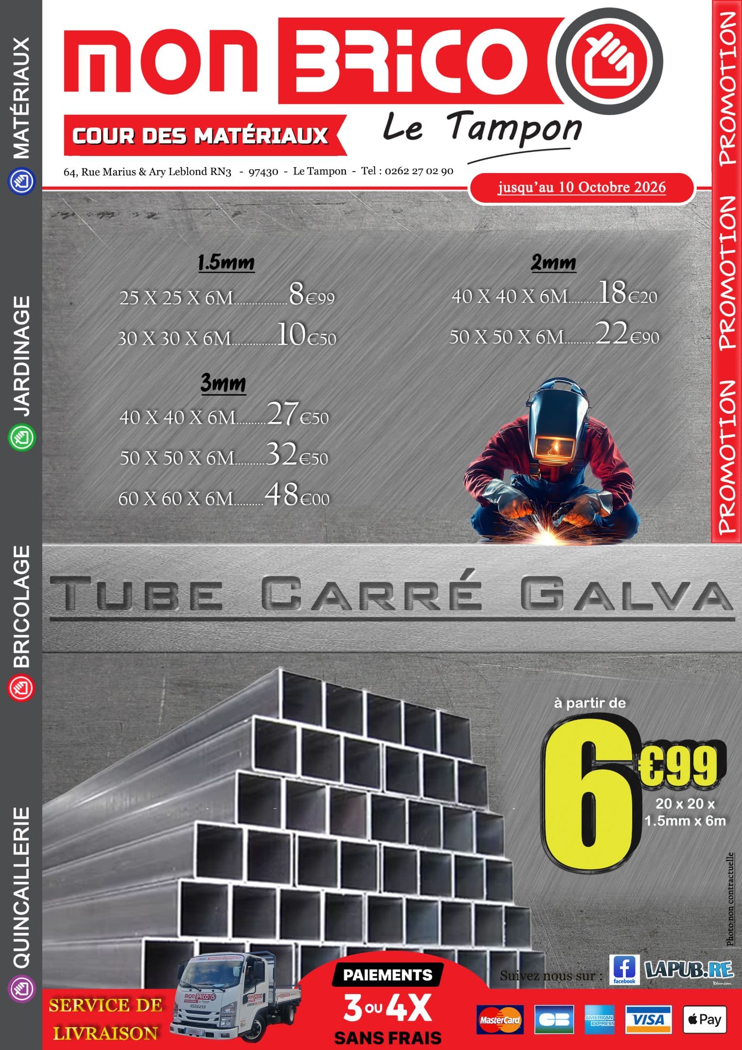 TUBE CARRÉ GALVA