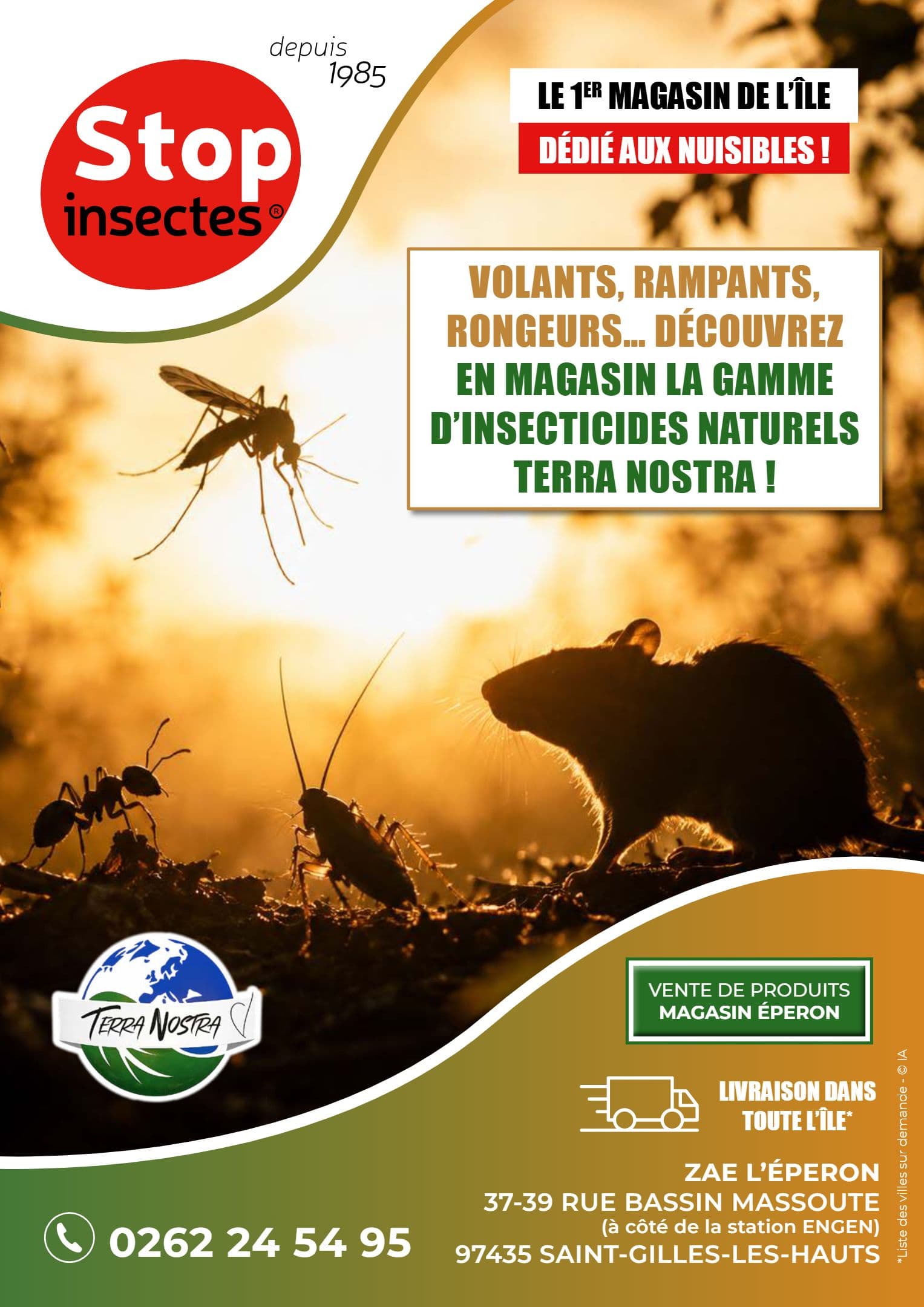 VOLANTS, RAMPANTS, RONGEURS… DÉCOUVREZ EN MAGASIN LA GAMME D’INSECTICIDES NATURELS TERRA NOSTRA !