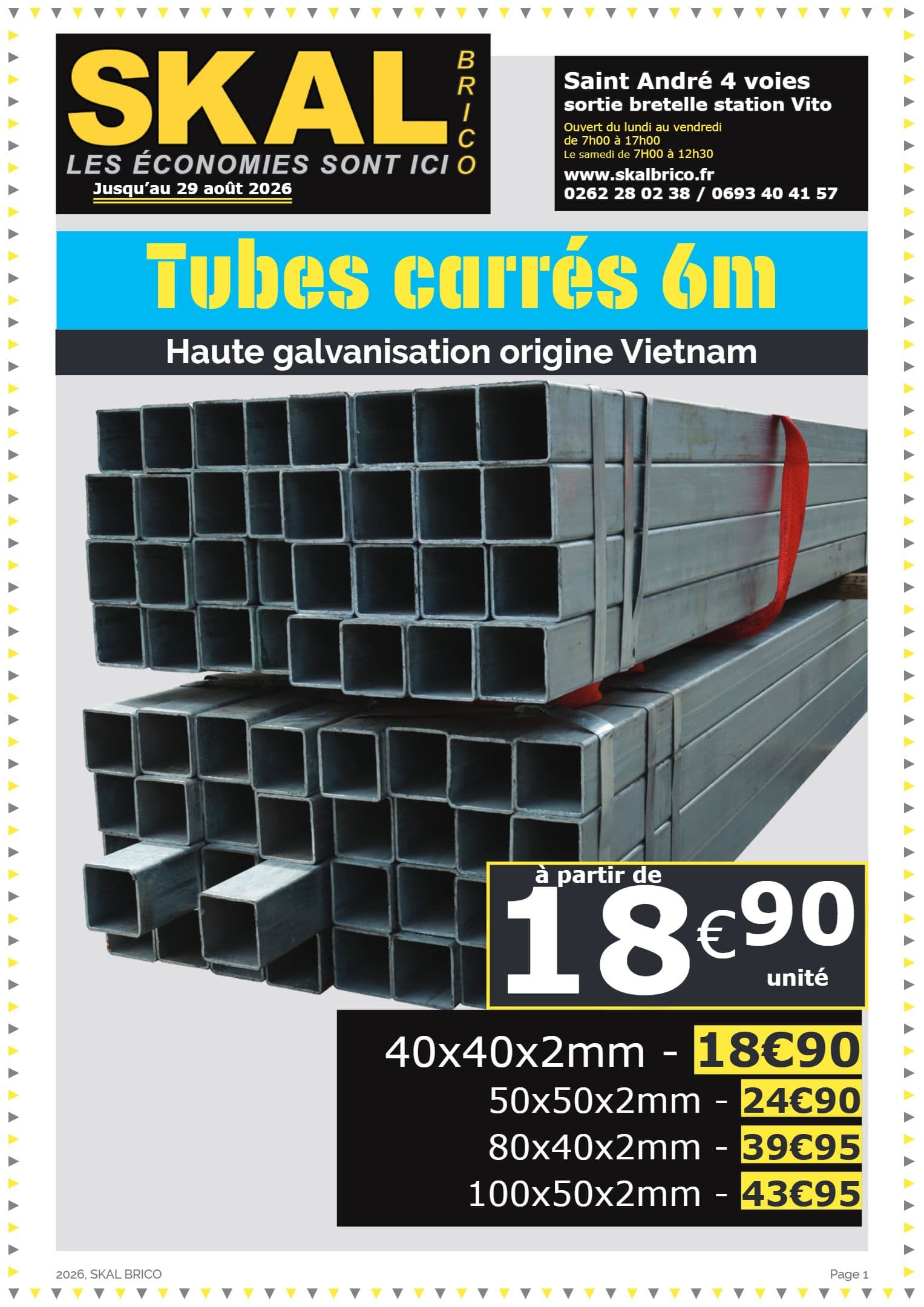 TUBES CARRÉES 6M