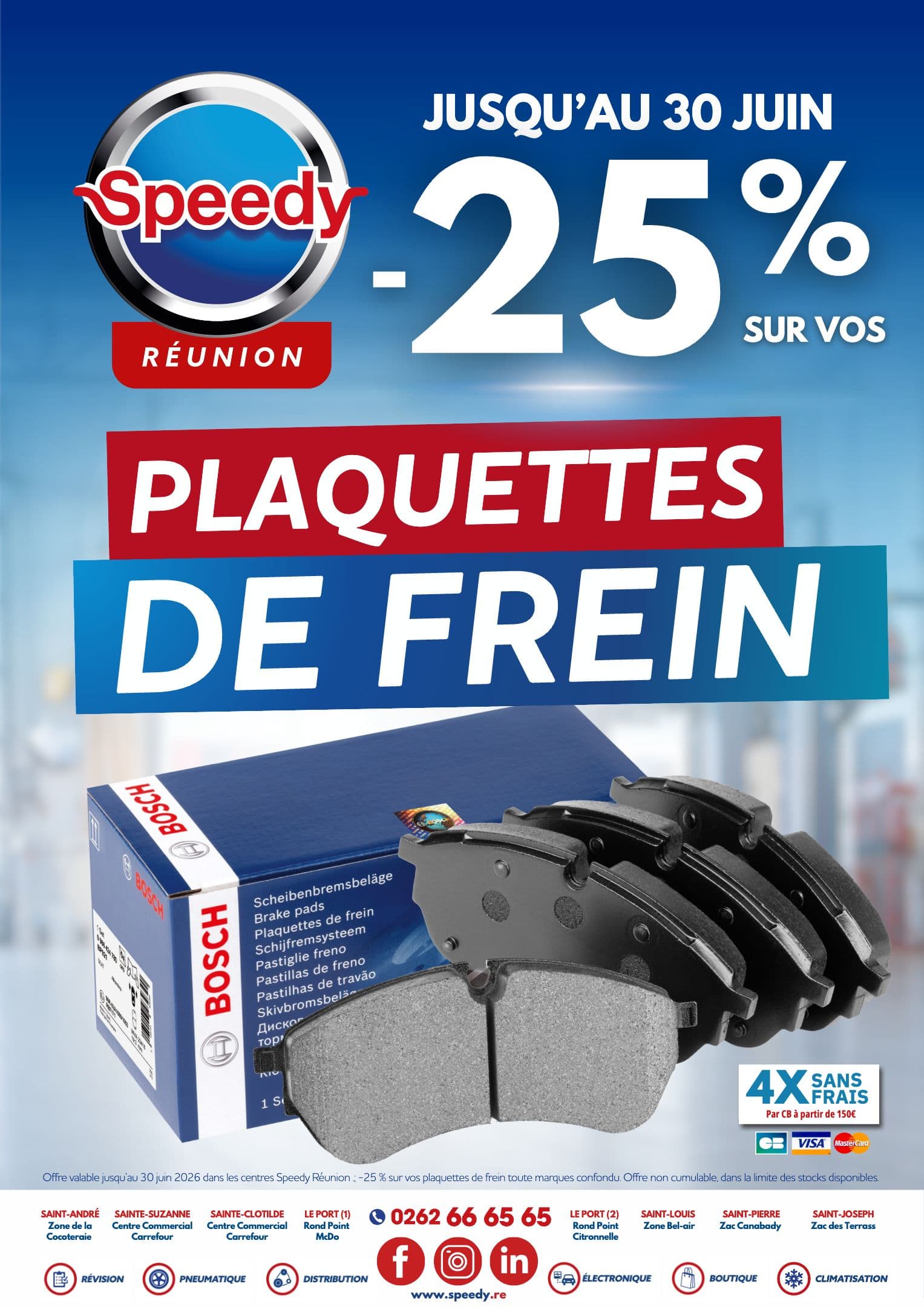 25% SUR VOS PLAQUETTES DE FREIN