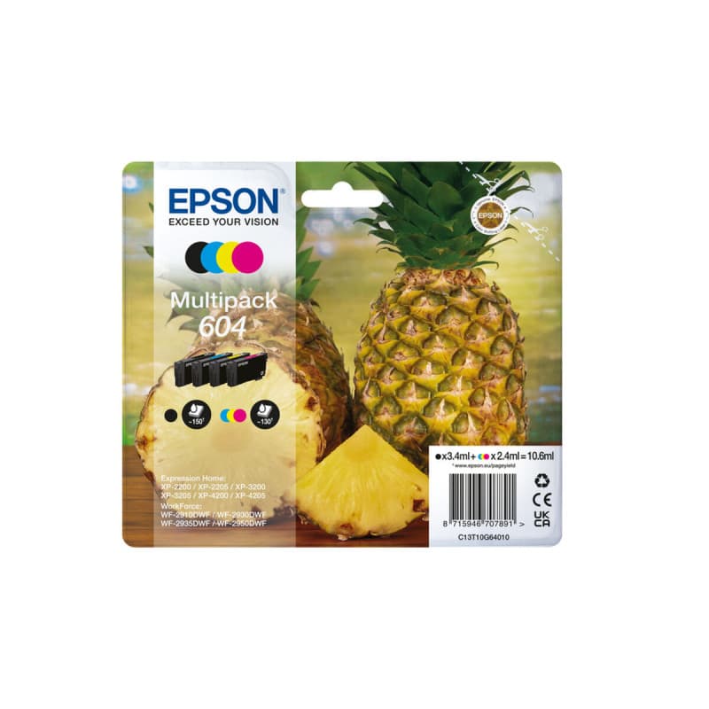 Epson 604 cartouche d'encre 4 pièce(s) Compatible Rendement standard Noir, Cyan, Magenta, Jaune - Image 1
