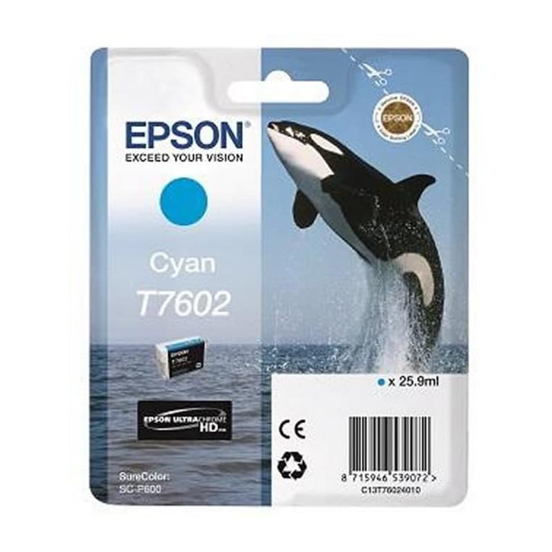 Epson Cartouche d'encre T7602 Cyan - Orque (C13T76024010) - Image 1
