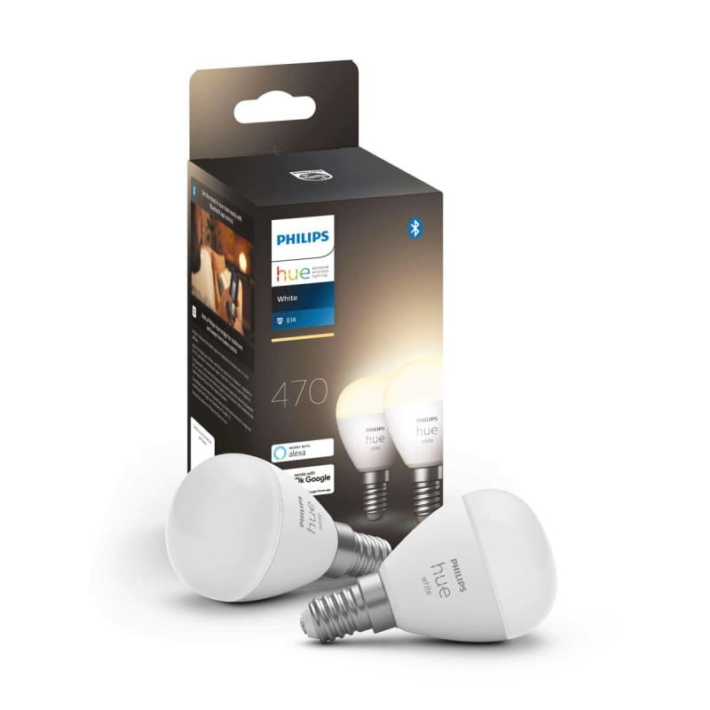 Philips Hue White Pack de 2 sphérique E14 - Image 1