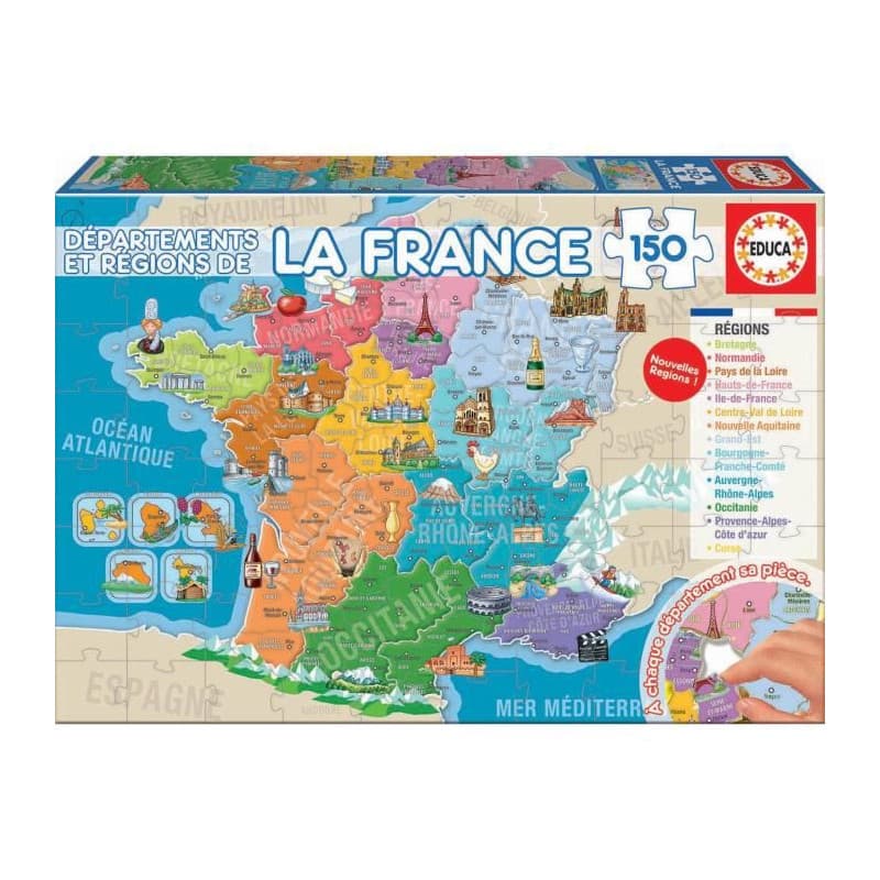 Puzzle Enfant Educa Departments and Regions of France 150 Pièces Carte - Image 1