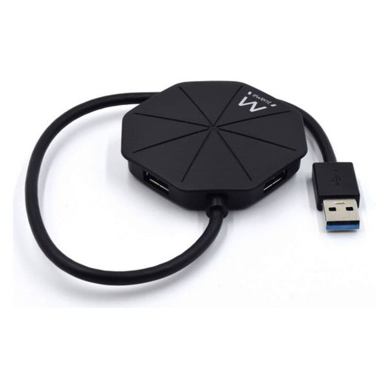 Ewent EW1138 hub & concentrateur USB 3.2 Gen 1 (3.1 Gen 1) Type-A 5000 Mbit/s Noir - Image 1