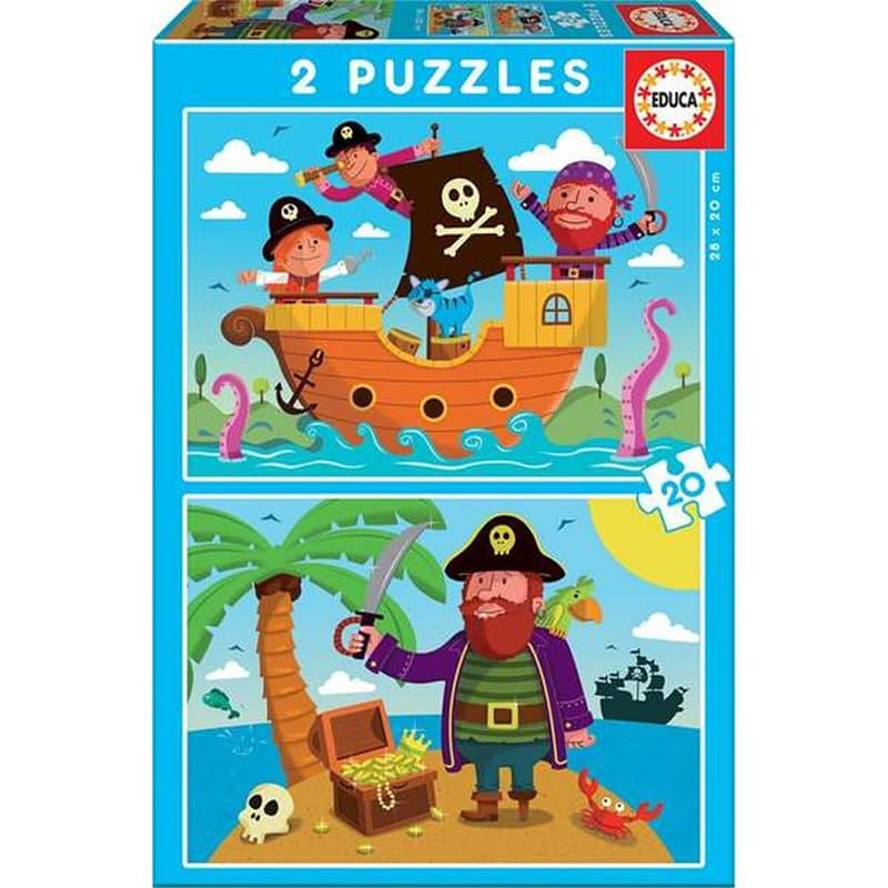 Set de 2 Puzzles Educa 20 Pièces Pirates - Image 1
