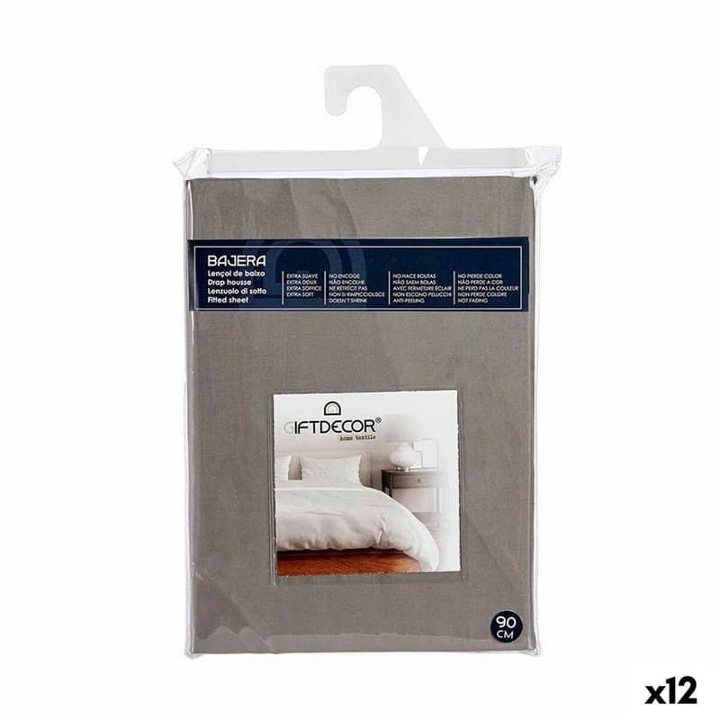 Drap housse 90 cm Anthracite (12 Unités) - Image 1