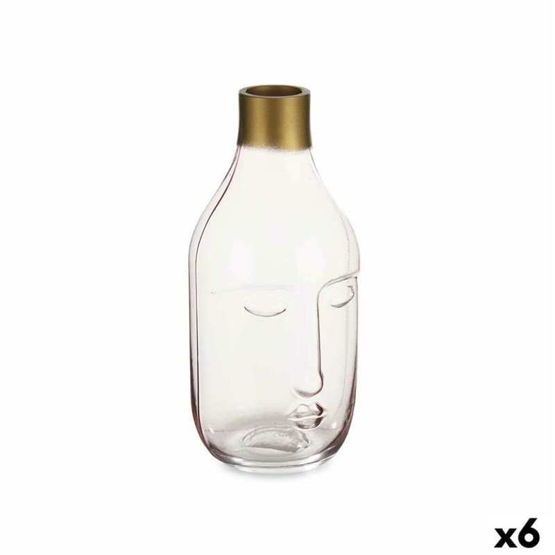 Vase Visage Rose verre 11 x 24,5 x 12 cm (6 Unités) - Image 1