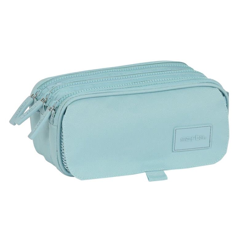 Trousse Fourre-Tout Triple Safta 21,5 x 10 x 8 cm Bleu - Image 1