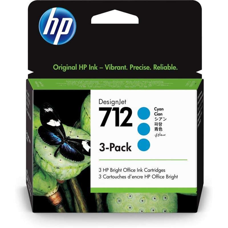 HP Pack de 3 cartouches d'encre DesignJet 712, cyan, 29 ml - Image 1