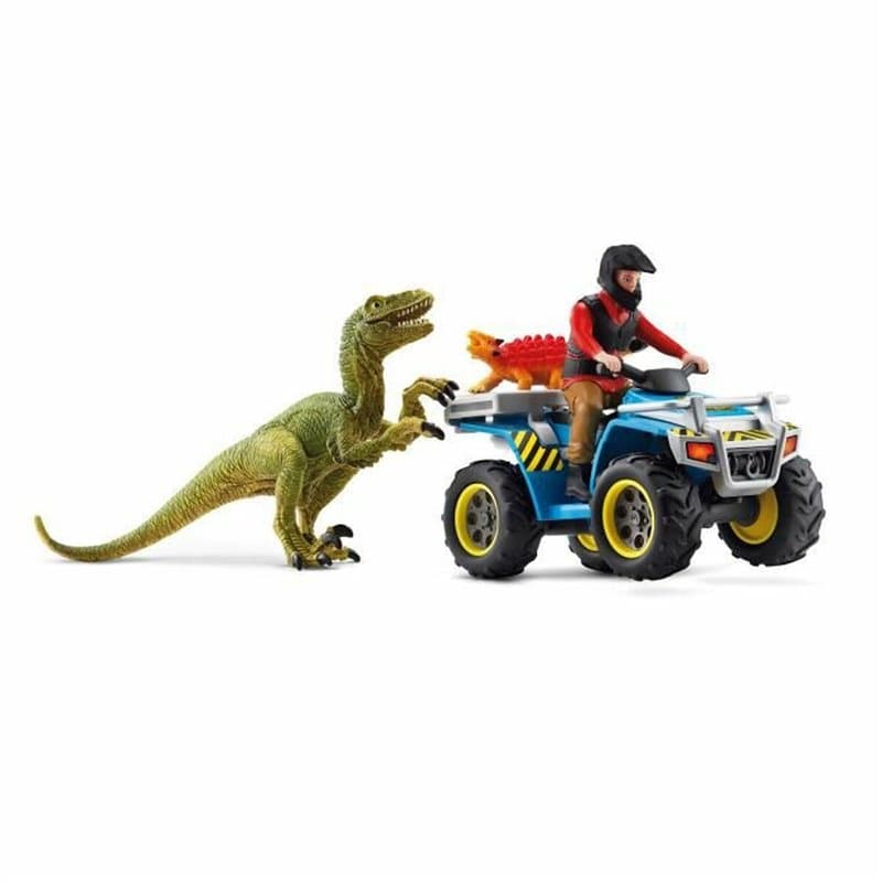 Schleich Dinosaurs Fuite sur quad face au vélociraptor - Image 1