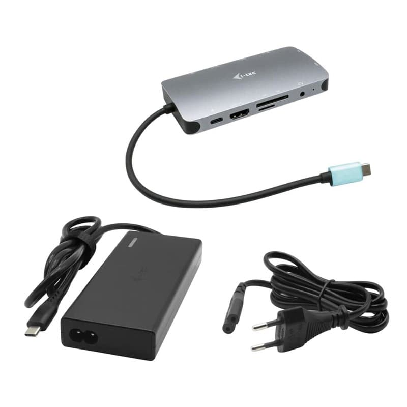 I-Tec Metal USB-C Nano Dock HDMI/VGA with LAN + Universal Charger 77 W - Image 1