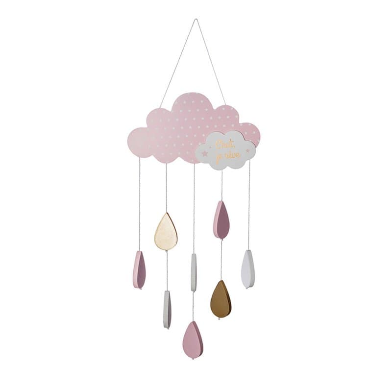 Carrousel pour Berceau Atmosphera Nuages Rose Bois MDF - Image 1