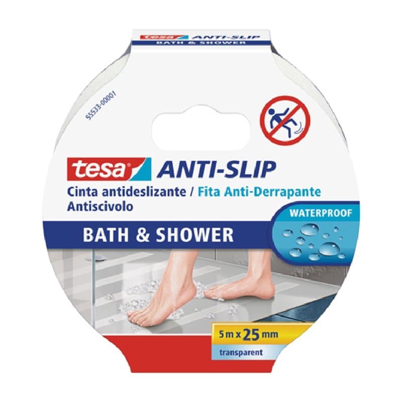 Ruban adhésif TESA Anti slip bath & shower 5mx25mm Antidérapant Transparent PVC (1 Pièce) - Image 1