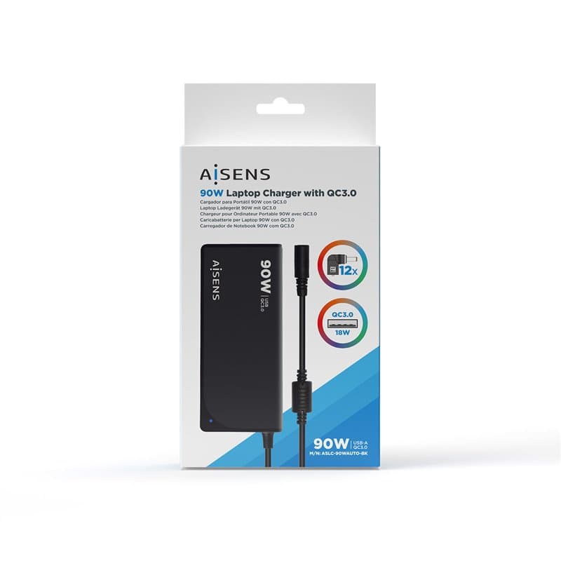Aisens ASLC-90WAUTO-BK adaptateur de puissance & onduleur Intérieure 90 W Noir - Image 1