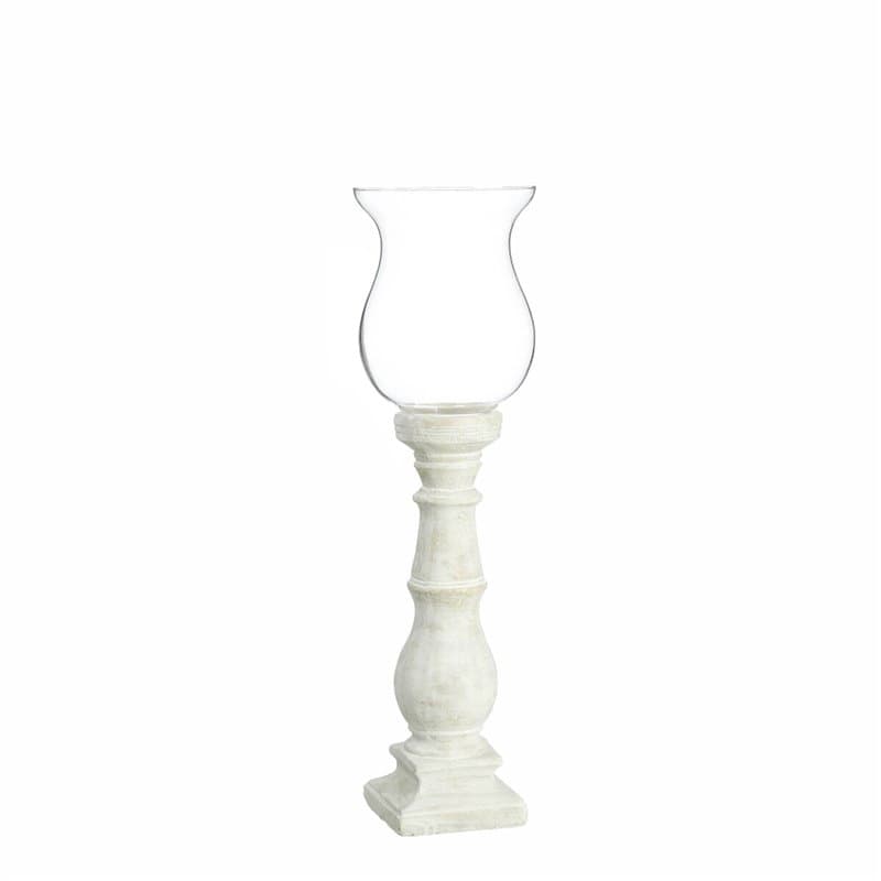 Bougeoir 20,5 x 20,5 x 71 cm Verre Ciment Blanc - Image 1