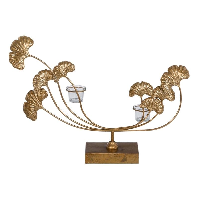 Bougeoir 55 x 11 x 43 cm Verre Doré Métal - Image 1