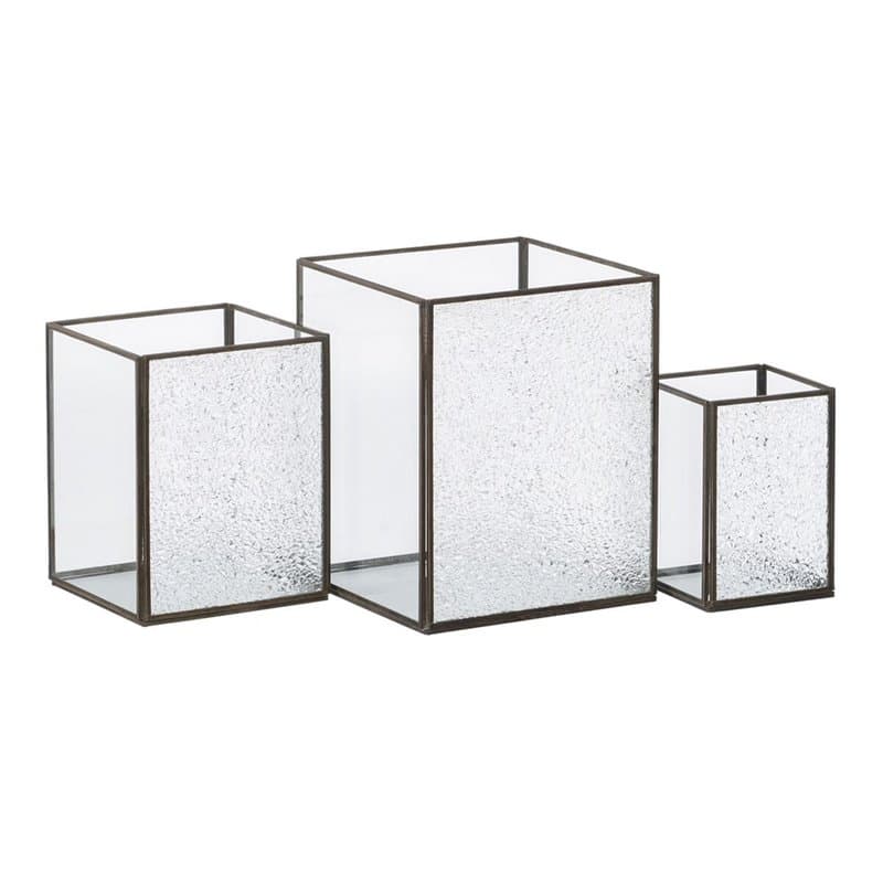 Bougeoir Verre Doré Métal 18 x 18 x 22 cm (3 Unités) - Image 1