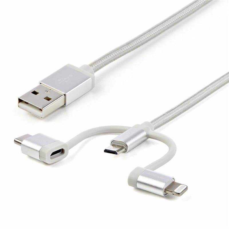 Startech.com Câble multi chargeur USB de 1 m - Lightning USB-C Micro-B - Tressé - Image 1