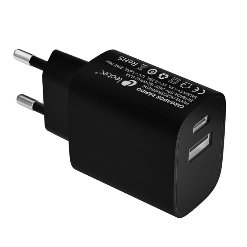 Chargeur mural Leotec PD 20 W Noir Multicouleur - Image 1