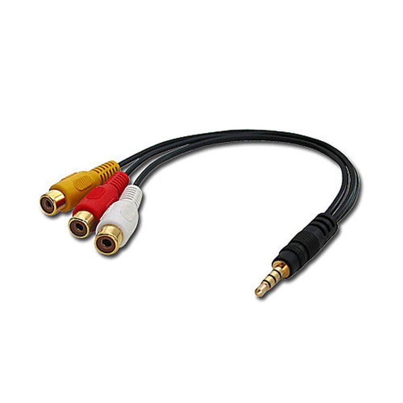 Lindy 35539 câble video composite 0,25 m 3,5mm 3 x RCA Noir - Image 1