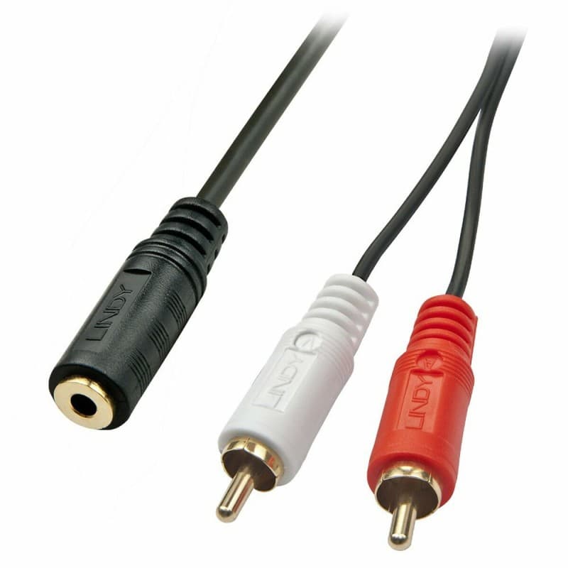 Lindy 35677 câble audio 0,25 m 2 x RCA 3,5mm Noir, Rouge, Blanc - Image 1