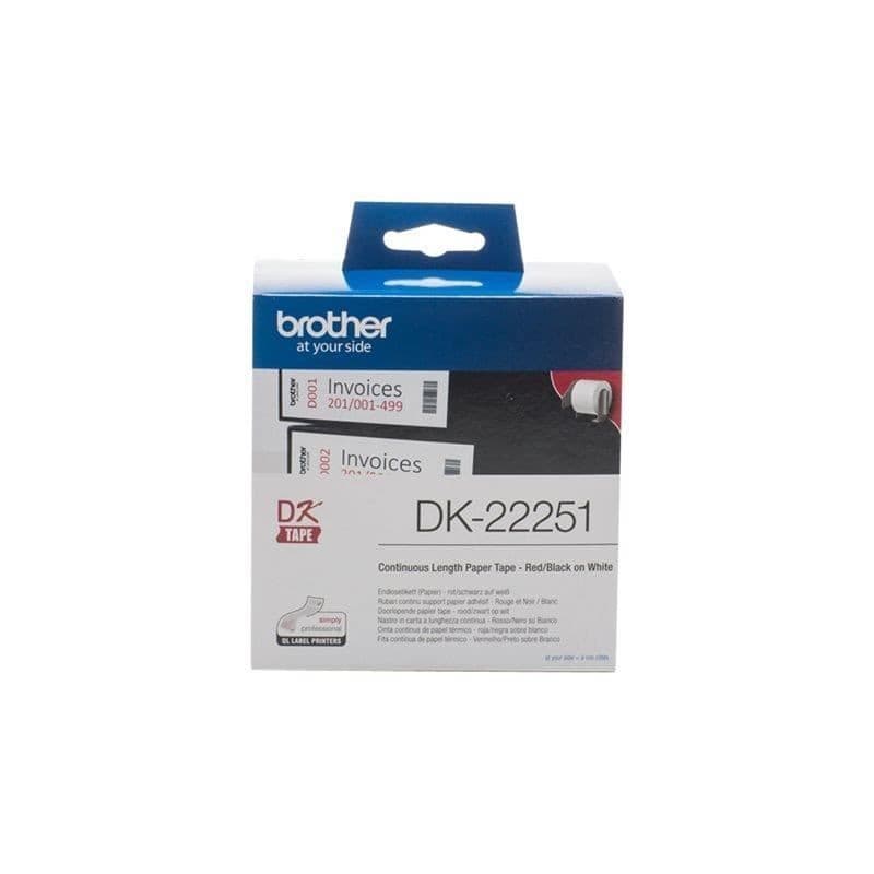 Brother DK-22251 ruban d'étiquette Noir et rouge sur blanc - Image 1
