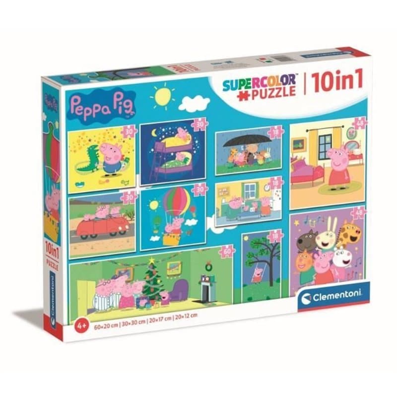 Clementoni Peppa Pig Supercolor 10 in 1 Jeu de puzzle Dessins animés - Image 1