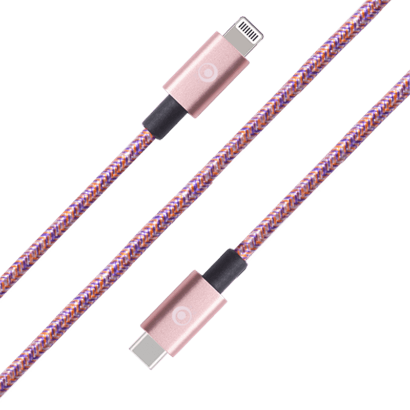 Câble Tissé USB C/Lightning 2m Rose - 3A Bigben - Image 1