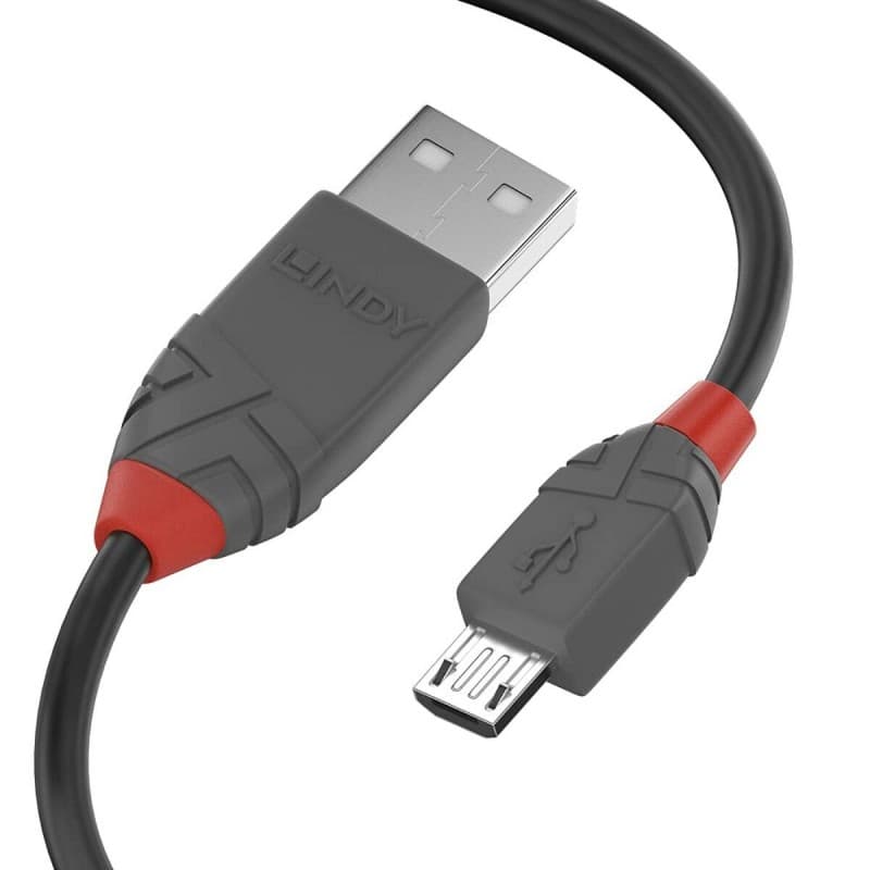 Lindy 36733 câble USB 2 m USB 2.0 USB A Micro-USB B Noir, Gris - Image 1