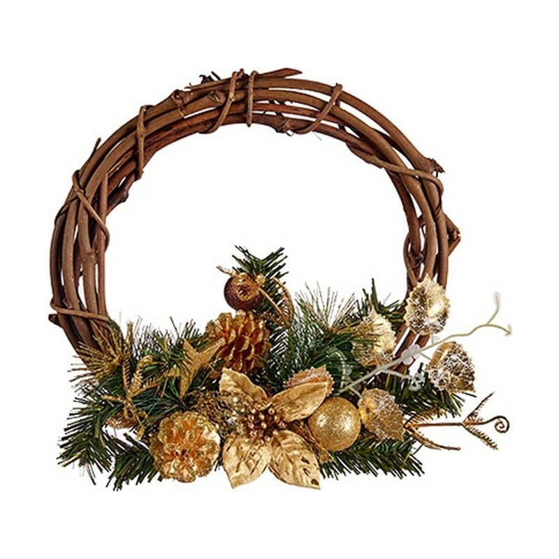 Couronne de Noël 30,48 cm Bois Marron Vert Plastique - Image 1