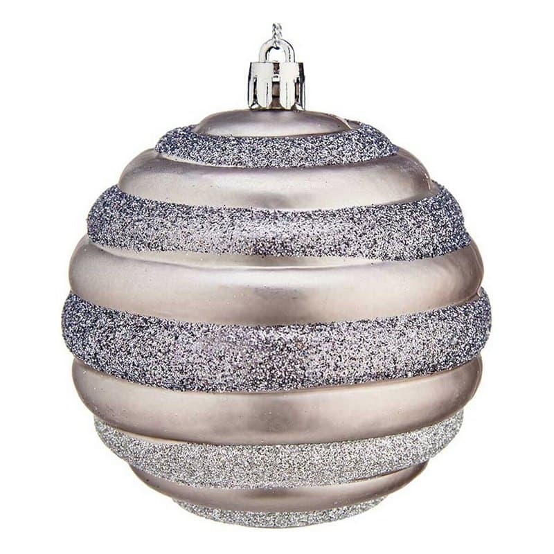 Boules de Noël Ø 8 cm 6 Unités Argenté Plastique - Image 1
