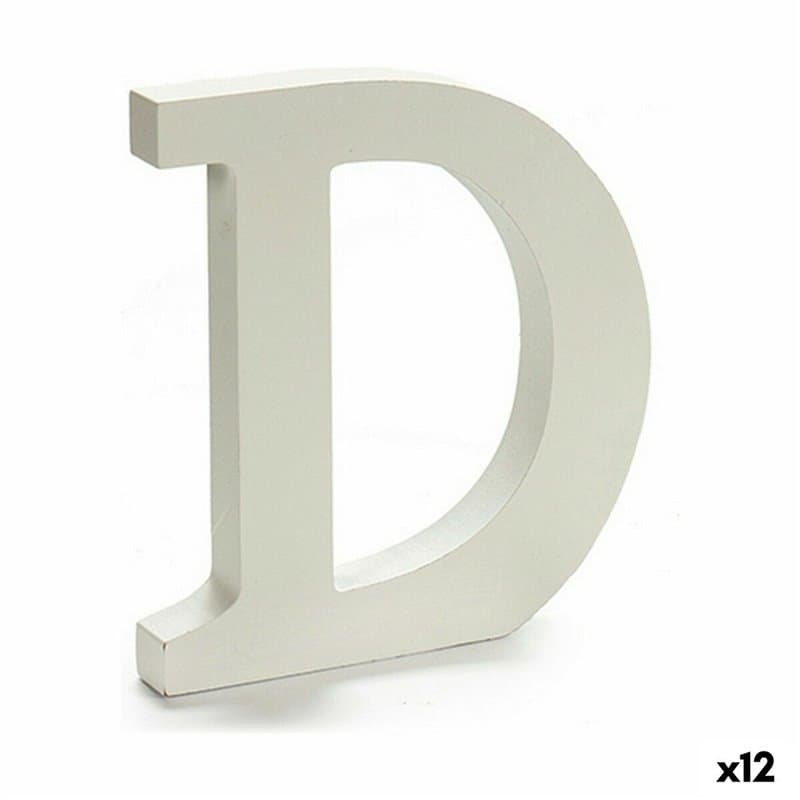 Lettre D Bois Blanc (1,8 x 21 x 17 cm) (12 Unités) - Image 1