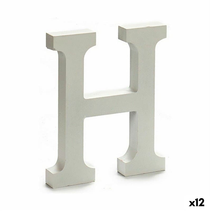 Lettre H Bois Blanc (1,8 x 21 x 17 cm) (12 Unités) - Image 1