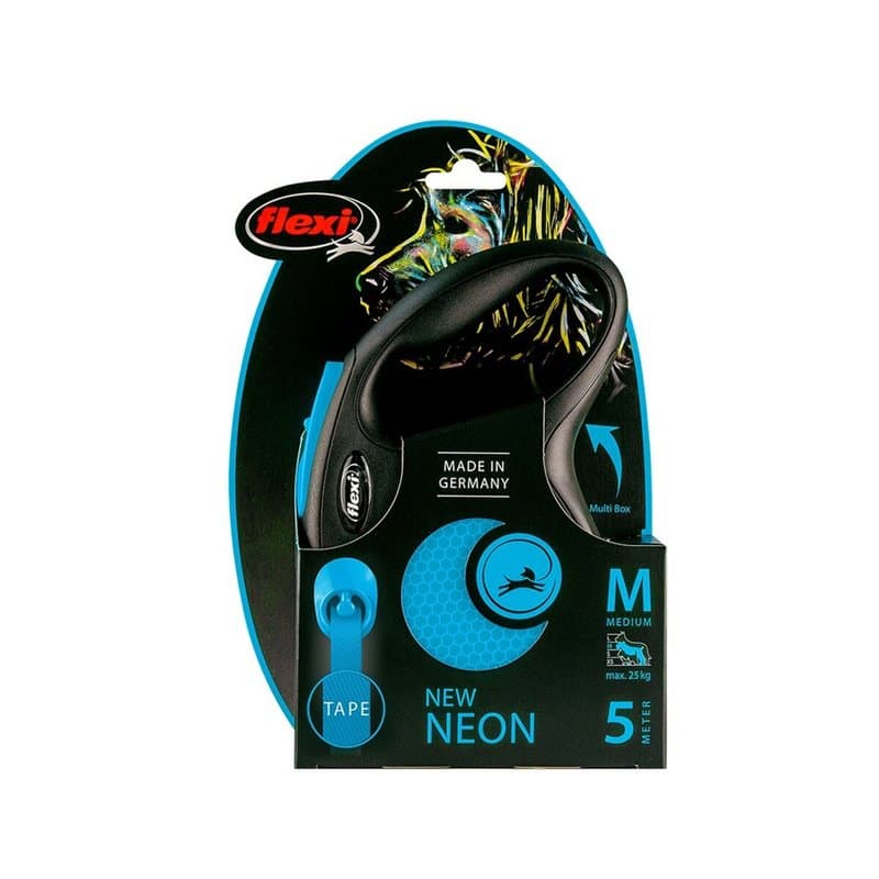 Laisse pour Chien Flexi NEW NEON Bleu Taille M - Image 1