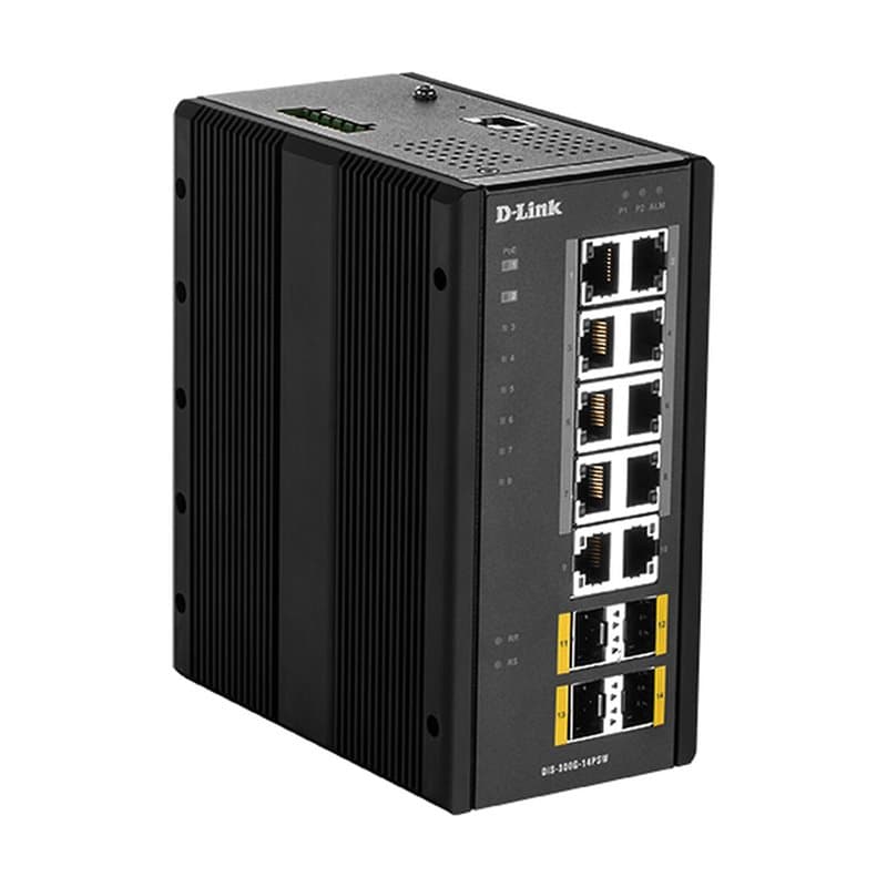D-Link DIS300G14PSW Géré L2 Gigabit Ethernet (10/100/1000) Connexion Ethernet, supportant l'alimentation via ce port (PoE) Noir - Image 1