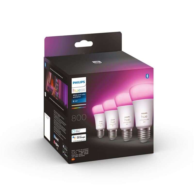 Philips Hue White and Color ambiance A60 - Ampoule connectée E27 - 800 (pack de 4) - Image 1